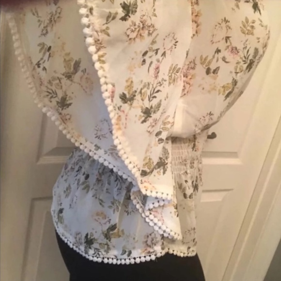 EUC winged sheer floral top - Picture 4 of 6